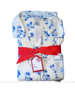 New Plus Size Women&#39;s 2X Ivory Blue Floral Flower Flannel Pajama Shirt P... - $678.33 MXN