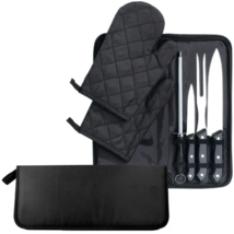 7 Piece Chef Set 2 Cooking Mits Sharpener &amp; Storage Case - £22.49 GBP