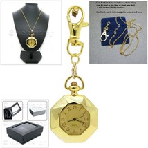 Pocket Watch Open Face Vintage Pendant Watch with Key Chain and Necklace... - $19.49