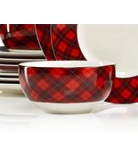 222 Fifth CHRISTMAS PLAID Red Argyle Footed Cereal Bowl NWOT DISC Severa... - $16.45 CAD
