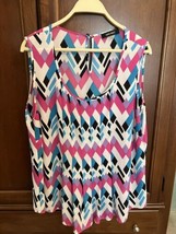 Women&#39;s Nine West Chiffon  Sleeveless Tank Top Blouse Size 1X Geometric ... - €10,18 EUR