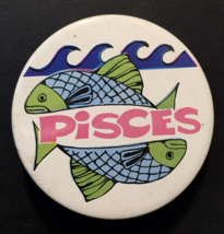 Vintage 1960’s Pisces Zodiac Astrology Pin Pinback Button Armour USA 2.25&quot; - £15.62 GBP