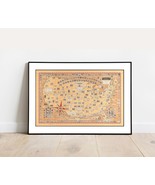 Curious Map of Old Stamps of America Wall Art Print 24x16in - £28.54 GBP