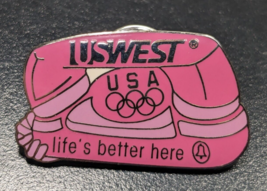 USWEST - Pink Phone - Life&#39;s Better Here - USA Olympic Lapel/Hat Pin Badge - £17.98 GBP