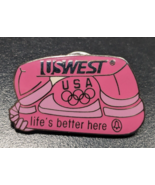 USWEST - Pink Phone - Life&#39;s Better Here - USA Olympic Lapel/Hat Pin Badge - £17.90 GBP