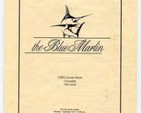 The Blue Marlin Menu Lincoln Street Columbia South Carolina  - £14.01 GBP