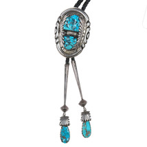 Large c1960 c-31 Robert and Bernice Leekya bolo tie sterling/turquoise - $930.35