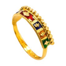 Crown Design 22K Yellow Gold Enamel Diamond Cut Yellow Gold Ring Select Size - £671.45 GBP