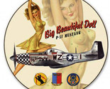 Big Beautiful Doll P-51 Mustang Metal Sign 14&quot; Round Metal Sign - $39.55