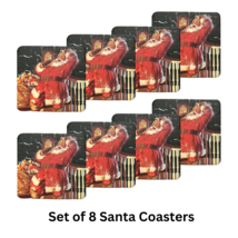 Vintage Coca-Cola Santa Claus Coasters Christmas Set of 8 Cork Backed 1999 - $12.53 CAD