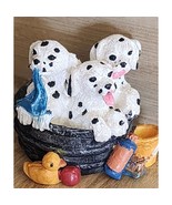 3 Dalmatian In Wash Tub Bathing Puppies Figurine 1 1/2&quot; High Resin Minia... - $6.28