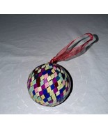 VINTAGE MOSIAC GLASS TILED ROUND CHRISTMAS ORNAMENTS Multi Colored Pink ... - $9.74