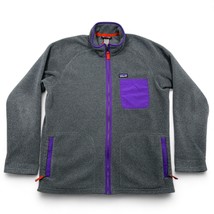 Patagonia Mens Large Fleece Karstens Jacket Grey Purple Full Zip Pockets... - £62.14 GBP