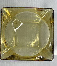 Vintage Mid Centur Amber Yellow Square Glass Cigarette Ashtray Anchor Hockin 4.5 - £7.78 GBP