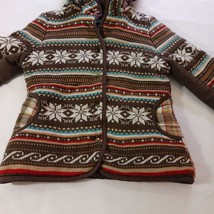 Rue 21 Women's Brown Multicolor Geometric Removable Hoodie Snap Button Jacket M image 10
