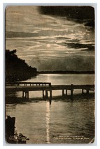 Moonlight Night View Winona Lake Indiana IN DB Postcard U23 - £1.32 GBP