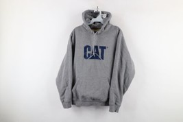 Vintage Y2K Cat Caterpillar Mens Large Spell Out Heavyweight Hoodie Sweatshirt - £45.91 GBP