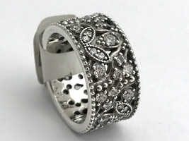 Authentic PANDORA Shimmering Leaves Ring, Clear CZ 190965CZ-50, Size 5, New - £59.75 GBP