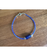 Handcrafted Bracelet, Iridescent Blue glass bead w/iridescent blue bugle... - $9.75