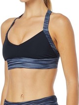 TYR Sonoma V-Neck Open Back Bikini Top Swimwear Striped Black Gray XL 14/16 - £15.15 GBP