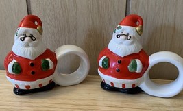 Vintage Ceramic Santa Claus Salt &amp; Pepper Shakers Set with Handles from Taiwan B - £5.92 GBP