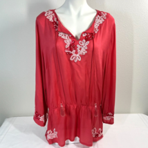 Soft Surroundings 1X Tunic Top Beaded Elastic Waist Viscose Peasant Style - $26.50