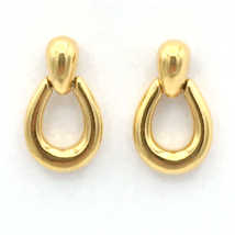 MONET vintage door-knocker earrings - shiny gold-tone 7/8&quot; pierced dangle - £18.42 GBP