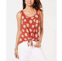 Rebellious One Juniors S Burnt Orange Daisy Printed Tie Front Tank Top NWT AO15 - £13.04 GBP