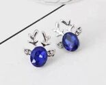New Absolutely Adorable Rhinestone Reindeer Earrings- ROYAL BLUE - $6.00