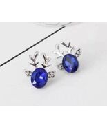 New Absolutely Adorable Rhinestone Reindeer Earrings- ROYAL BLUE - $6.00