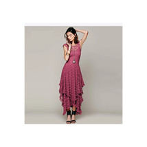 Waterfall Hem Dress   Sleeveless Backless Maxi Designer fashion Lace Dress Maroo - £45.13 GBP