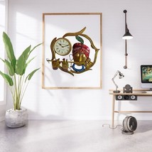 Krishna Design Wall Clock Multicolor Figurine For Living Room By MARMORI... - $56.09