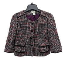 Ann Taylor LOFT Wool Single Breasted Tweed Blazer Jacket Size 6 Purple Pink - $59.99