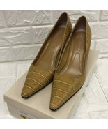 Amanda Smith RIO camel leather mustard faux crocodile pointy heels size 8 - €26,83 EUR