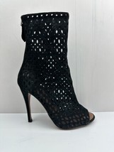 Alaia Black Suede Cut Out Boots Size 36 US 6 Peep Toe Ankle Booties Leather - £298.91 GBP