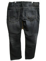Silver Nash Slim Straight Blue Denim Jeans 42x32 Dark Wash 5 Pockets Emb... - £23.52 GBP