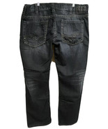 Silver Nash Slim Straight Blue Denim Jeans 42x32 Dark Wash 5 Pockets Emb... - £23.70 GBP