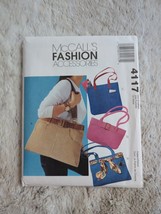 McCalls Pattern 4117 One Size Handbags Totes Bags in 4 Variations Uncut ... - $9.49