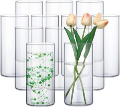 Sieral 12 Pack Glass Cylinder Vases Clear Flower Vase Tall Floating, 8 Inch - £89.30 GBP