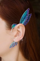 Humming bird ear cuff no piercing, hummingbird earring jewelry - £53.29 GBP+