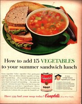 1961 Campbells Soup Vintage Ad 15 vegetables summer sandwich lunch nostalgic c3 - £16.91 GBP