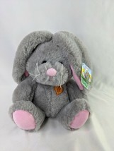 Fiesta Gray Rabbit Plush Bunny 9 Inch Embroidered Carrot Stuffed Animal Toy - £13.65 GBP