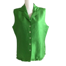 Silkland Women&#39;s Silk Sleeveless Casual Top Blouse Size L Green - £23.09 GBP