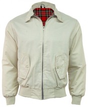 Harrington Style Jacket Men New Classic Vintage Retro 1970&#39;S Bomber Beige - £34.86 GBP+