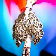 Exquisite beautiful vintage Silver leaf dangle earrings - $35.64