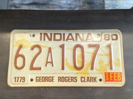 Vintage 1980 Indiana  Collectible License Plate - George Rogers Clark - £9.33 GBP