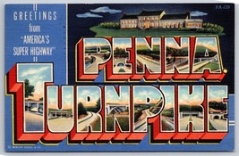 Large Letter Greeting From the Pennsylvania Turnpike PA Linen Postcard F17 - £7.72 GBP