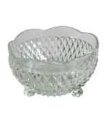 VINTAGE INDIANA GLASS CRYSTAL BOWL DIAMOND POINT SCALLOPED 3 TOED FOOTED... - £11.80 GBP