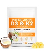 2 in 1 Vitamin D3 K2 Softgels Capsules Supplement Softgel 10000 IU VIT D... - £13.39 GBP