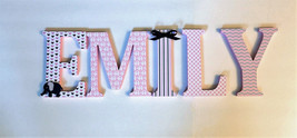 Wood Letters-Nursery Decor- Pink &amp; Navy Blue Elephant Themed-Price Per L... - £9.95 GBP